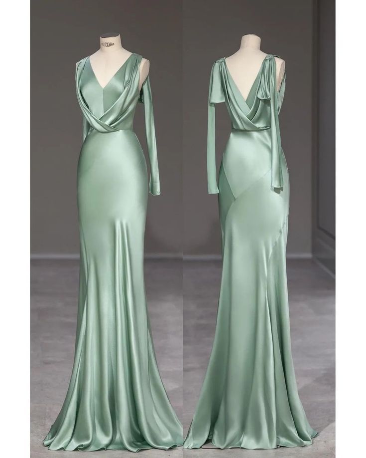Mermaid Satin V-neck Long Prom Dress Dress, Simple Evening Dress HZ1024