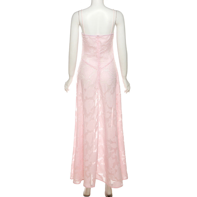 Jacquard sling slim evening gown long dress sling dress ED01435