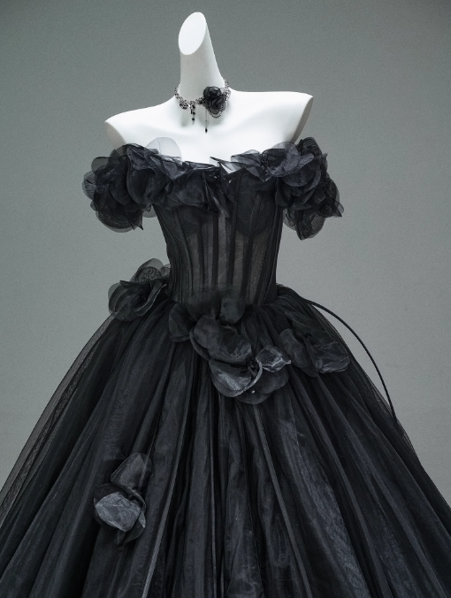 A-line Off-the-Shoulder Tulle 3D Applique Long Prom Dress,Adult Ceremony Graduation Prom Dress HZ1024