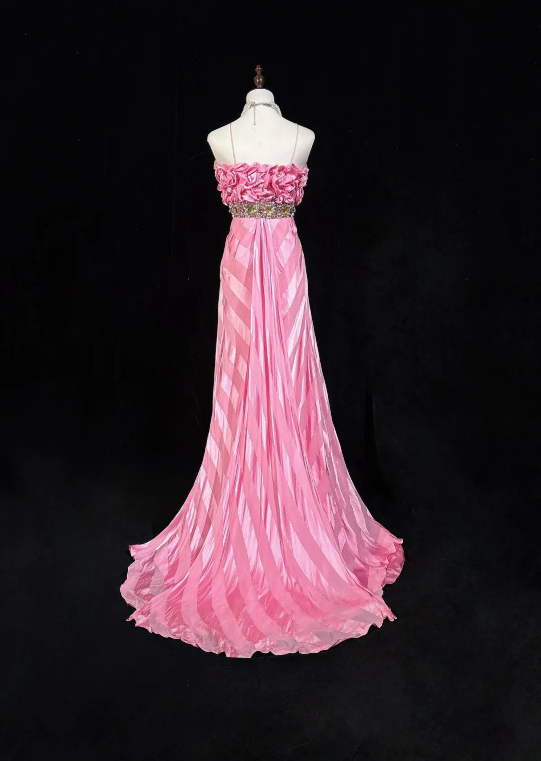 Pink Mermaid Spaghetti Straps Satin Beaded Long Prom Dress Beautiful Bridalmaid Dress Birthday Dress ED01632
