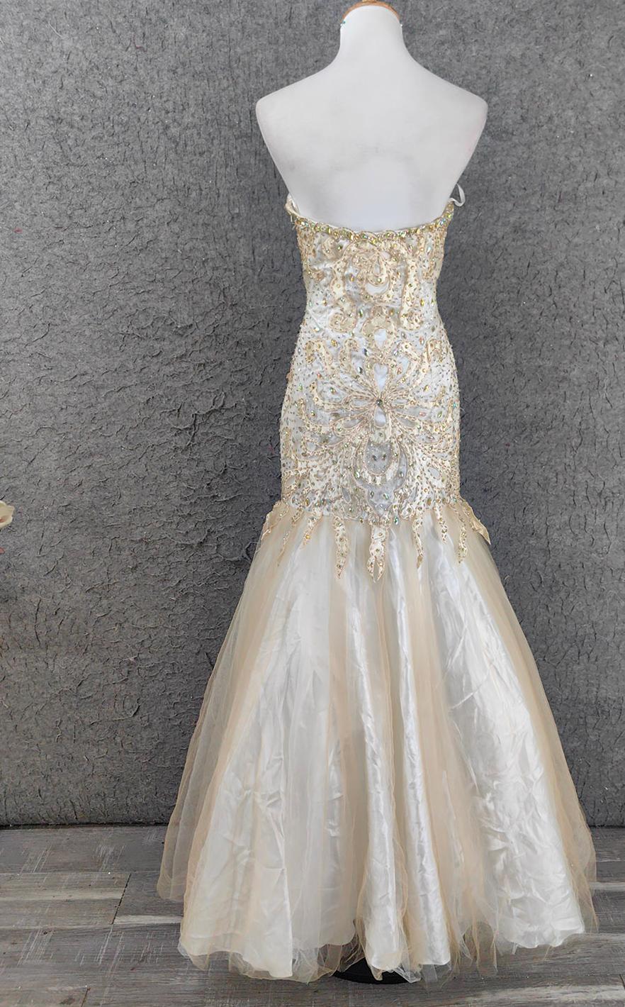 Champagne Mermaid Sweetheart Neck Beaded Tulle Long Ball Dress Vintage Evening Dress HZ1024