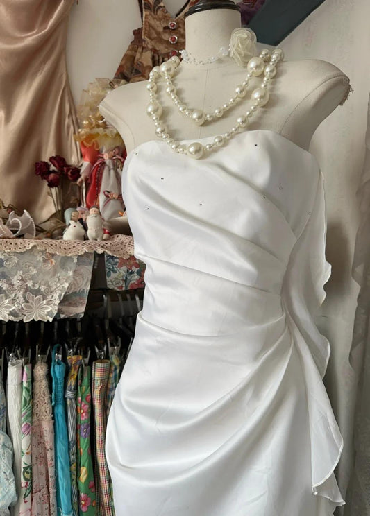 Elegant Sheath Strapless Chiffon Prom Dress Birthday Dress HZ1024