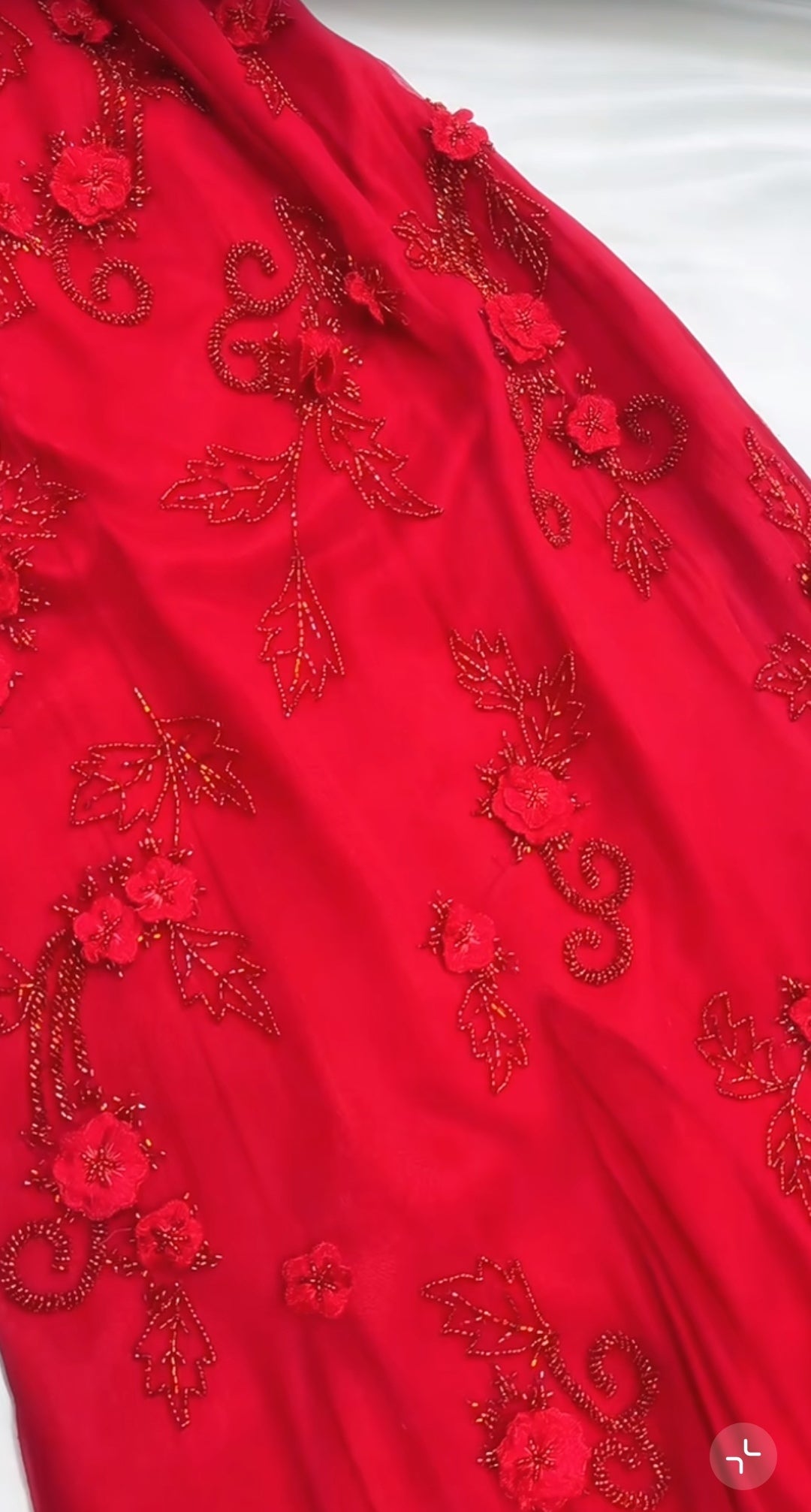 Retro Fairytale Red Chiffon Prom Dress for Party&Birthday Glitter Beaded Applique Evening Gown ED01954