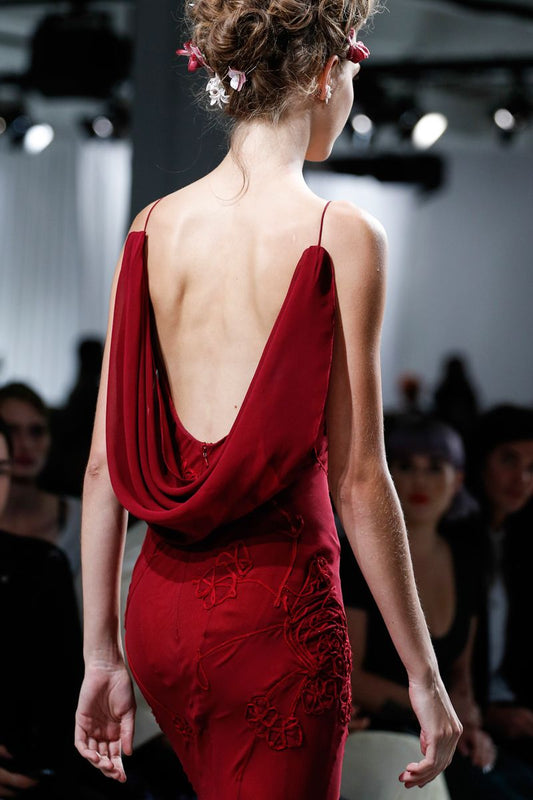 Burgundy Spaghetti Straps Mermaid Backless Chiffon Long Prom Dress HZ1024