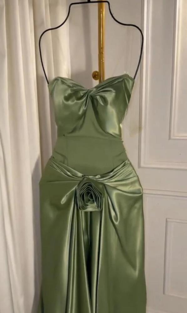 Green Strapless Mermaid Formal Dresses Sweetheart Evening Dresses Elegant Satin Long Prom Dresses HZ1024