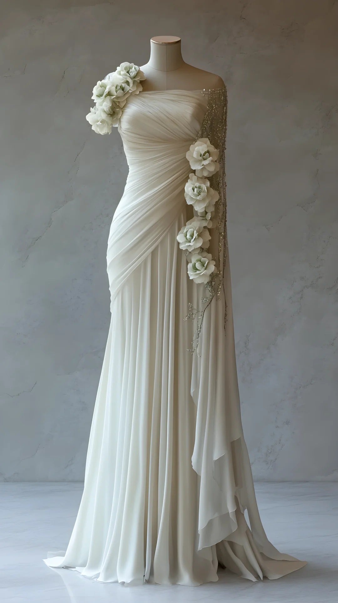 Retro Chiffon Evening Dress Strapless Prom Dress Wedding Dress ED02065