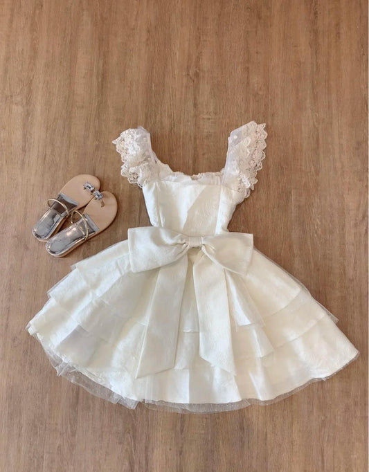 Sweet Lace Layered Homecoming Dress with Bow Tulle Retro Short Prom Dresses ED02125
