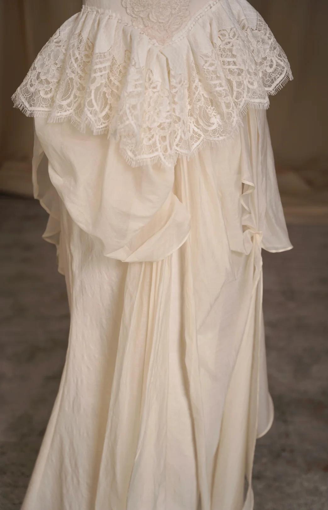 Tulle Lace Strapless Two-piece Evening Dress Simple Wedding Dress HZ1024