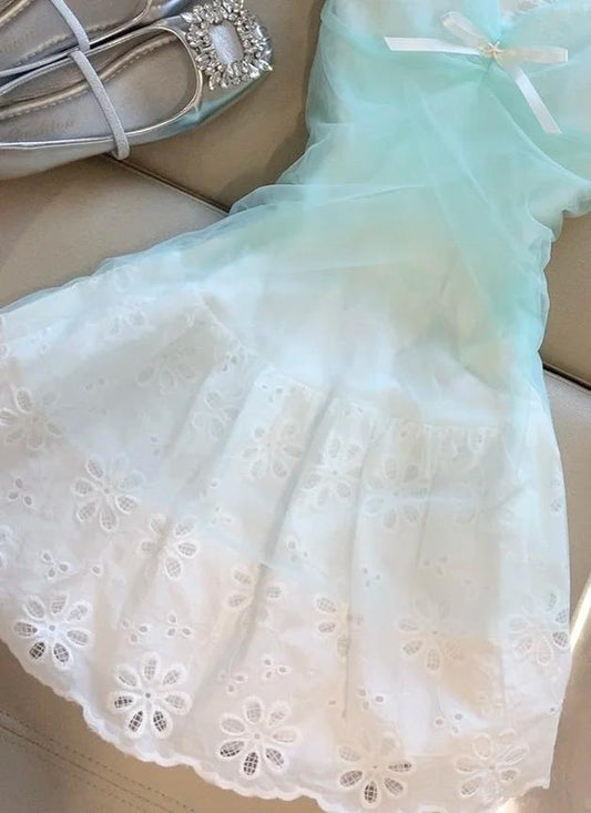 Ocean Blue Tulle Unique Lace Strap Short Party Dresses Homecoming Dress ED02133