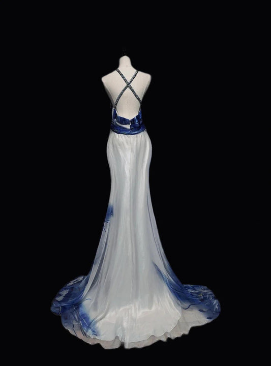 Sweetheart Neck Mermaid Prom Dresses Satin Beading Simple Evening Gowns HZ1024
