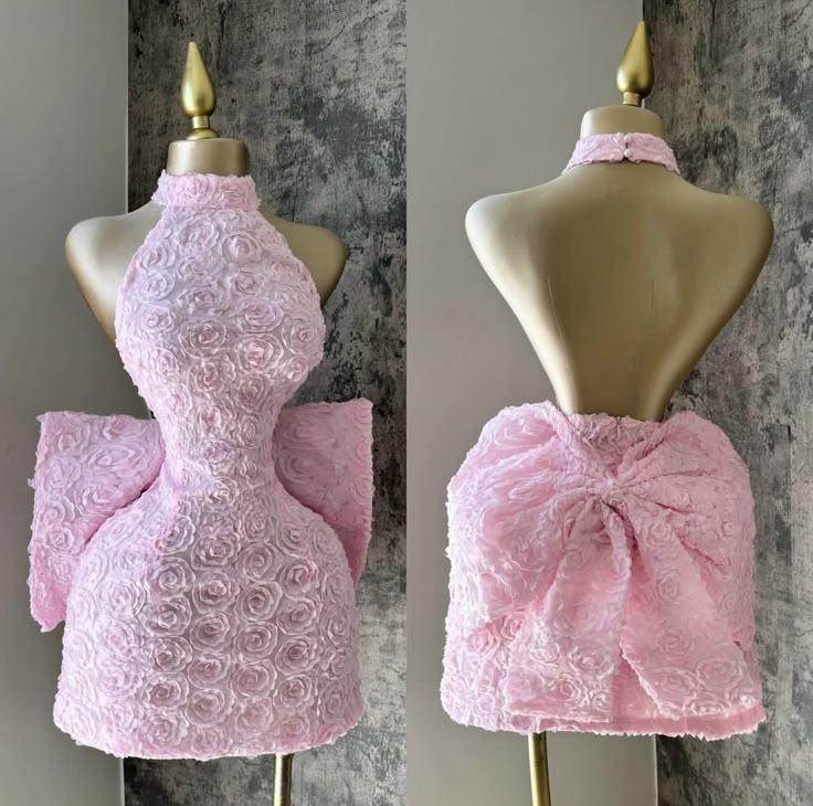 Fairytale Pink A-Line Halter Neck Homecoming Dress Chiffon Applique Open Back Short Prom Dresses ED02394