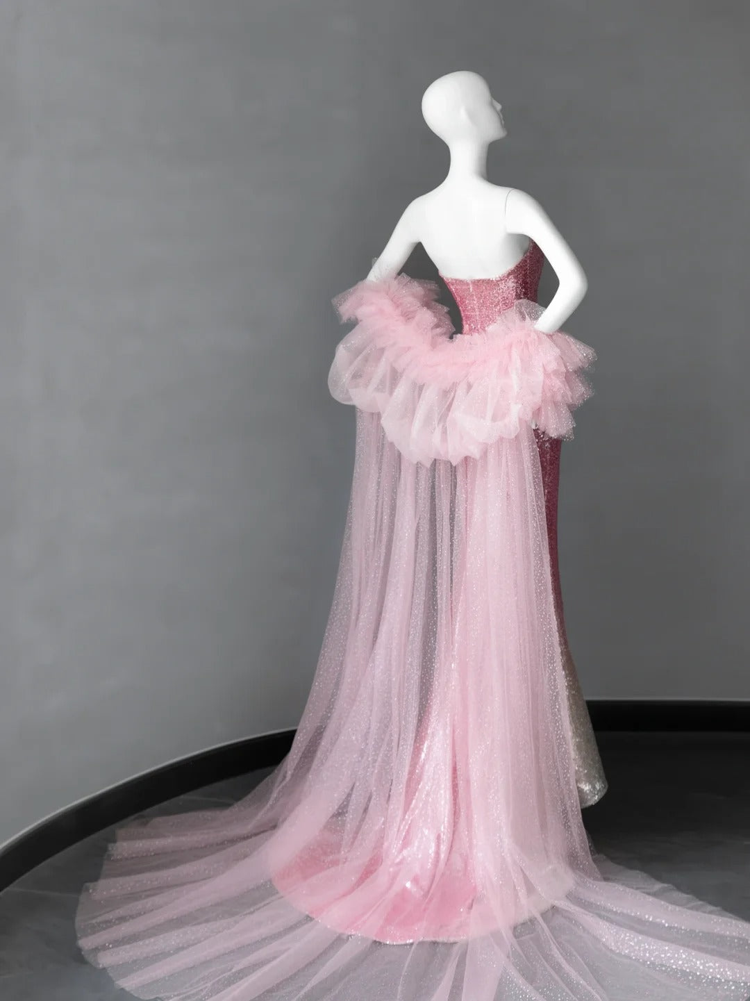 Gorgeous Pink Strapless Mermaid Sequin Long Prom Dresses Formal Evening Gowns ED02518