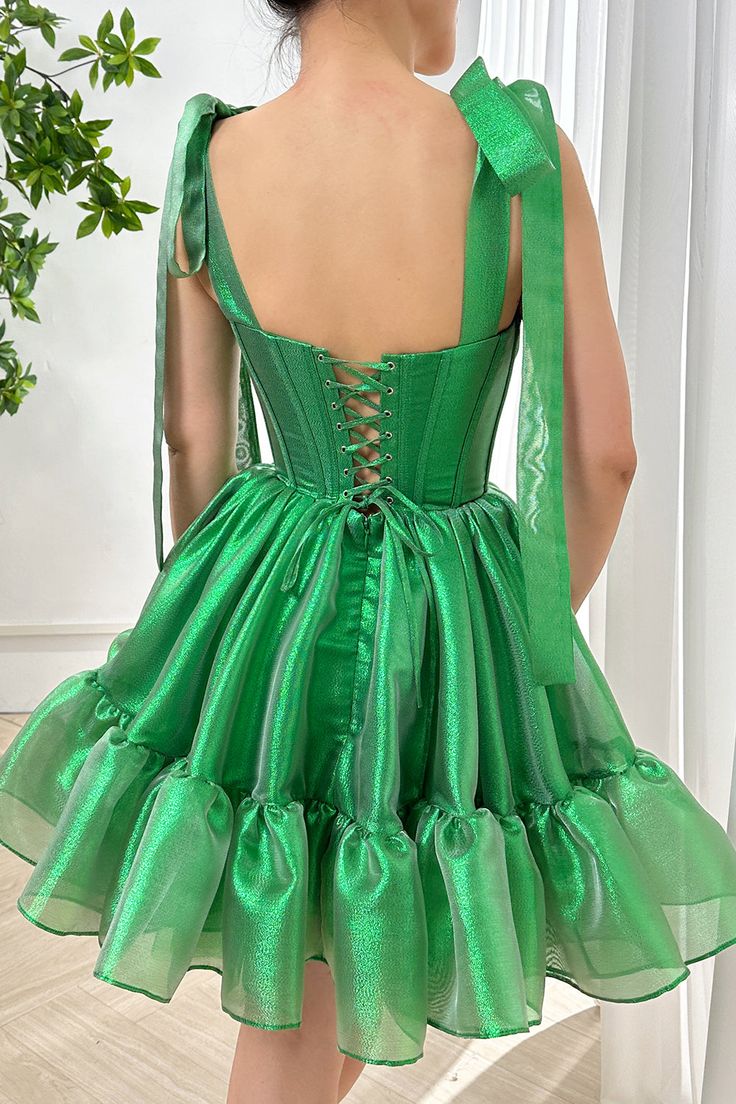 Green Strapless A-Line Chiffon Short Prom Dresses Homecoming Dresses HZ1024