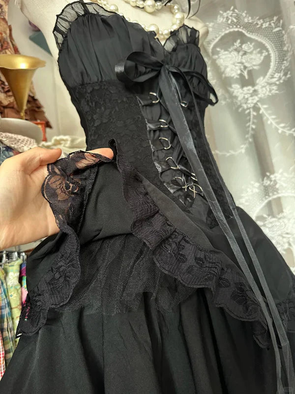 Sweet Spaghetti Straps Black A-Line Tulle Lace Short Prom Dresses Homecoming Dresses ED02830
