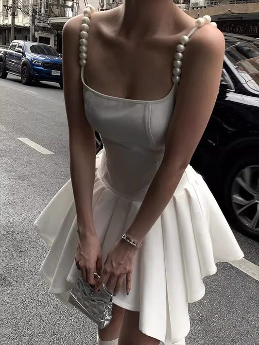 White Square Neck A-Line Satin Short Birthday Dress Cocktail Party Dress HZ1024