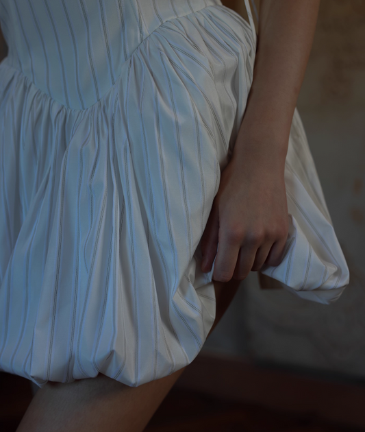 Spaghetti Strap A-Line Satin Stripe Short Birthday Dress, Sweet Outdoor Party Dress HZ1024