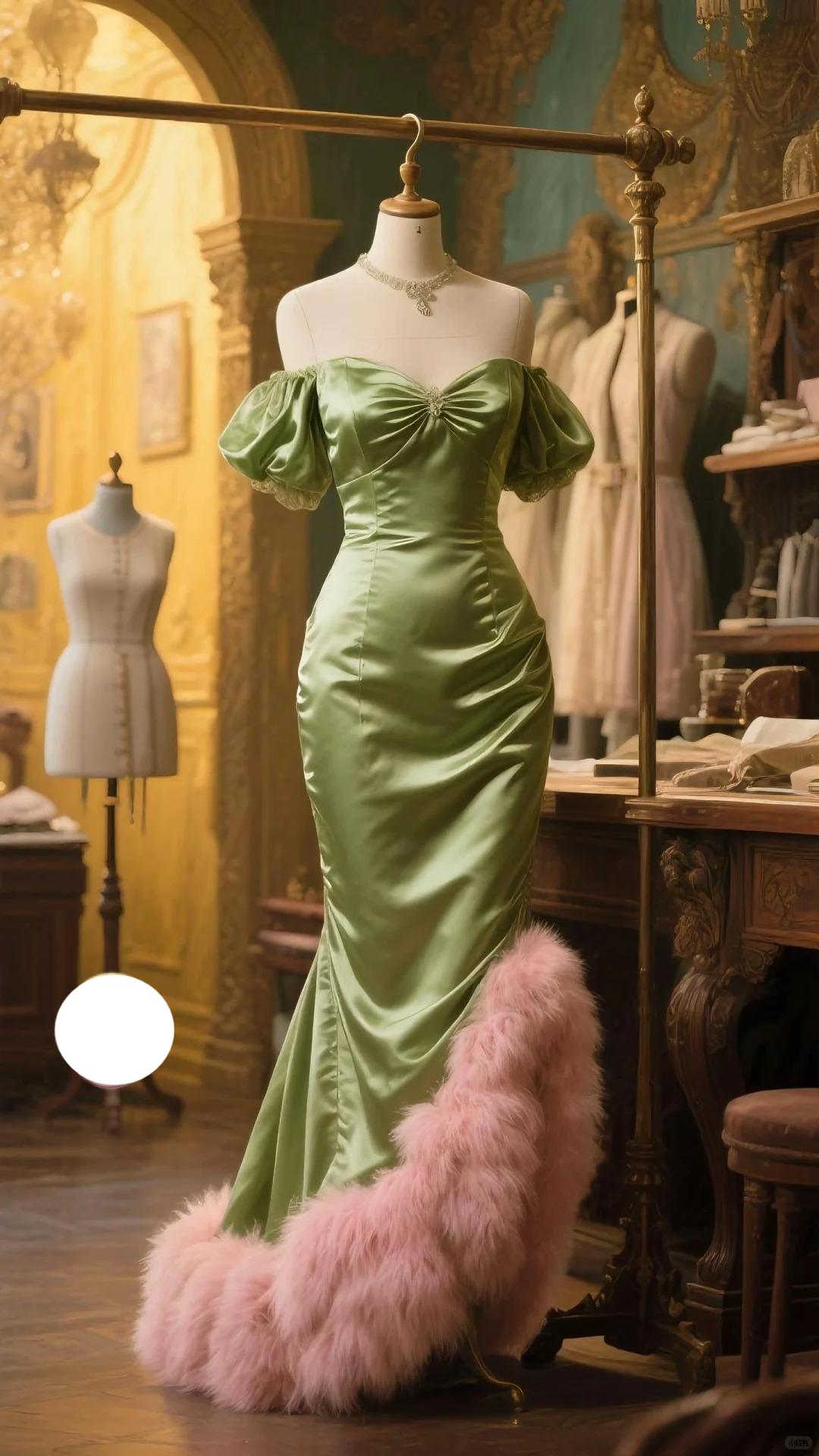 Chic Green Off Shoulder Mermaid Satin Long Prom Dresses, Elegant Evening Gowns ED03376