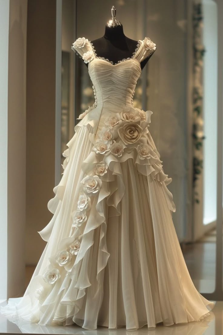 White Sweetheart Neck A-Line Chiffon Long Wedding Dress with Appliques HZ1024