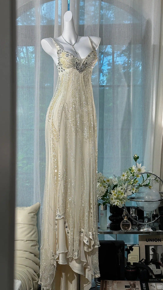 Vintage Sweetheart Neck Sheath Tulle Long Prom Dresses Formal Evening Dresses ED03500
