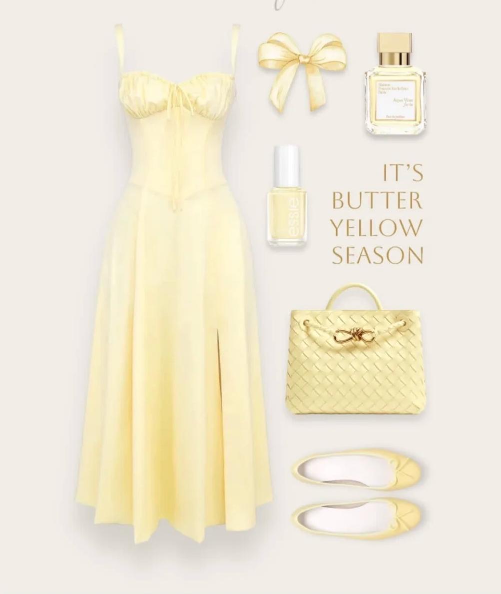 Butter Yellow Spaghetti Strap Tea Length Party Dress Cute Ball Gown 16th Birthday Outfit HZ1024