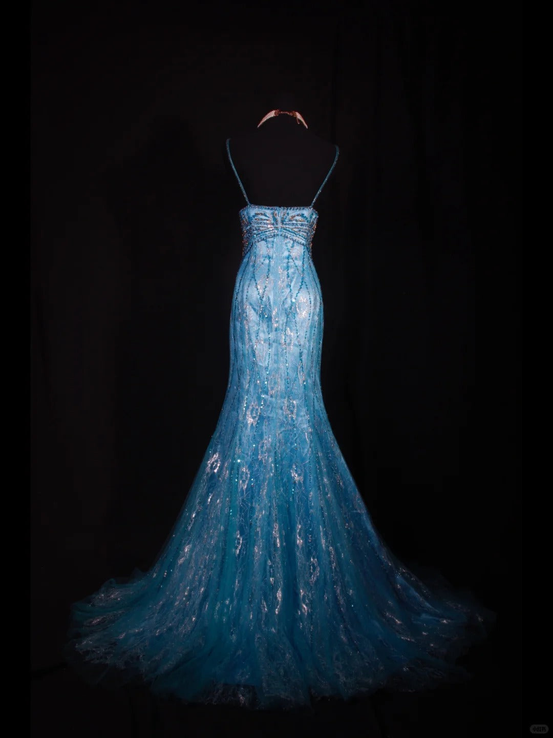 Blue Halter Mermaid Evening Dress Elegant Tulle Lace Long Prom Dress Party Dress HZ1024