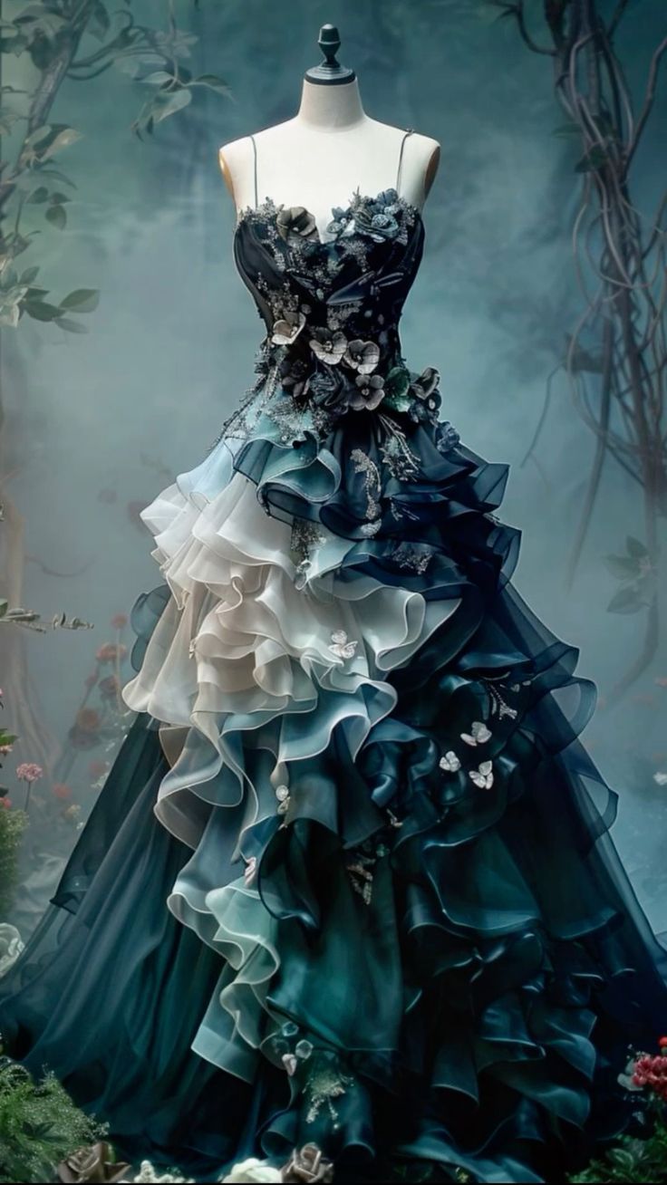 Dark Teal Ball Gown Spaghetti Strap Quinceanera Dress Applique Tulle Sweet 16 Dress Long Prom Dress HZ1024