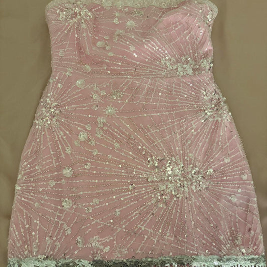 Sweet Strapless Bodycon Short Party Dress Pink Sparkly Sequin Hoco Dresses Cute Birthday Outfit Formal Dress ED03855
