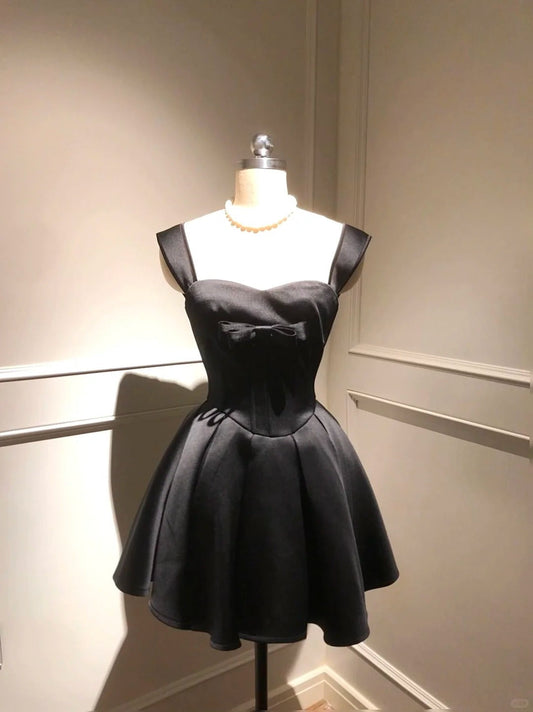 Straps A-Line Short Hoco Dresses Satin Birthday Dress Cute Party Formal Dress HZ1024