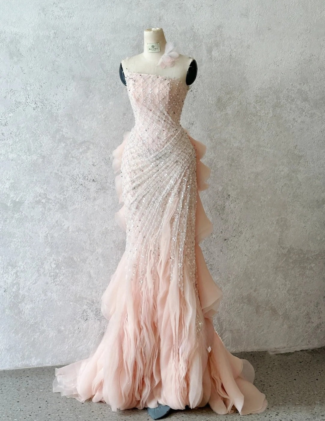 Mermaid Formal Evening Gown Strapless Beaded Chiffon Birthday Dress HZ1024