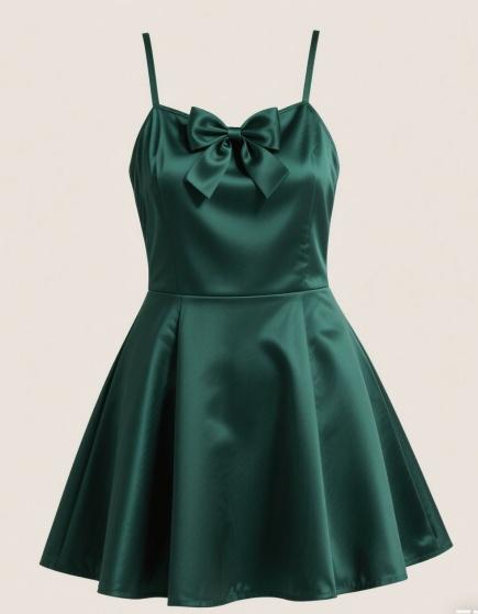 Cute A-Line Spaghetti Strap Satin Short Prom Dresses Dark Green Homecoming Dresses ED04172