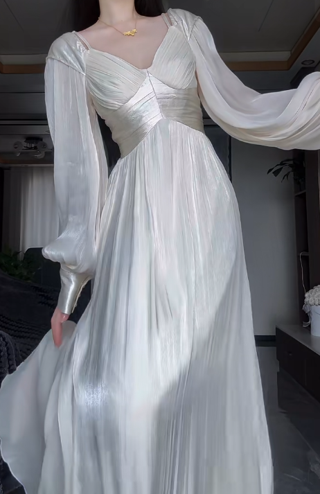 Elegant Off-the-shoulder Sheath Long Prom Dresses, Long-sleeved Formal Evening Dresses ED04204