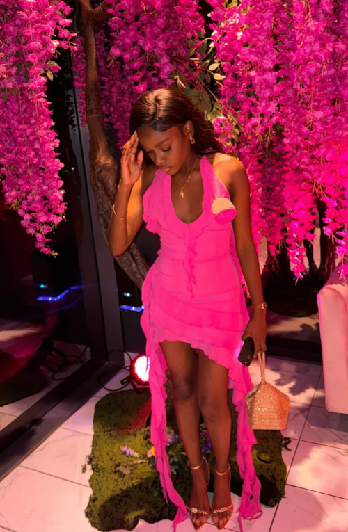 Halter Bodycon Birthday Dresses Ruffled Fuchsia Homecoming Dresses HZ1024
