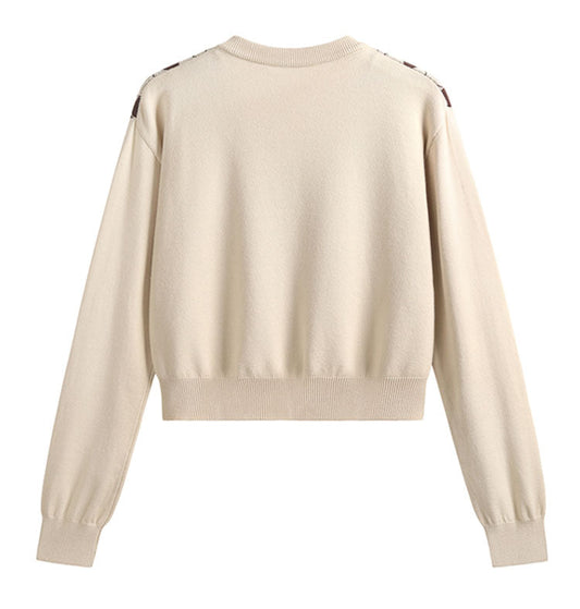 American retro diamond long-sleeved short sweater ED0452