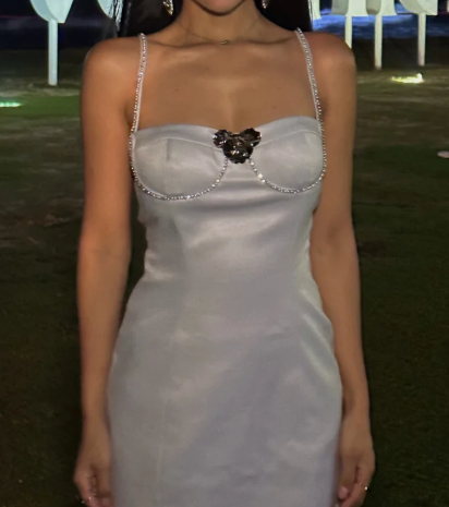 Sexy Spaghetti Strap Sheath Short Prom Dresses Satin Silver Homecoming Dresses Birthday Dresses ED04629