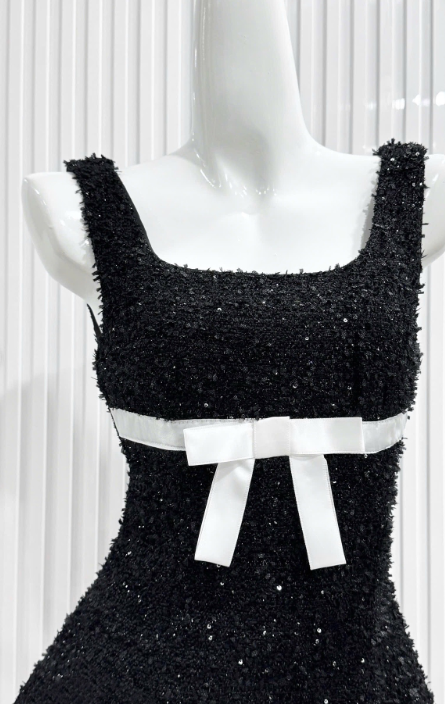 Square Neck A-Line Short Prom Dresses Black Birthday Dresses Sequin Homecoming Dresses HZ1024
