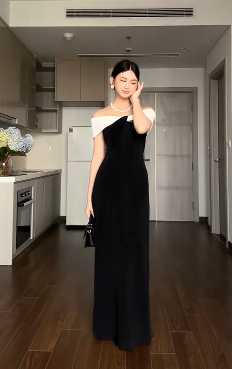 Off-the-shoulder Sheath Long Formal Dresses Satin Black Evening Dresses HZ1024
