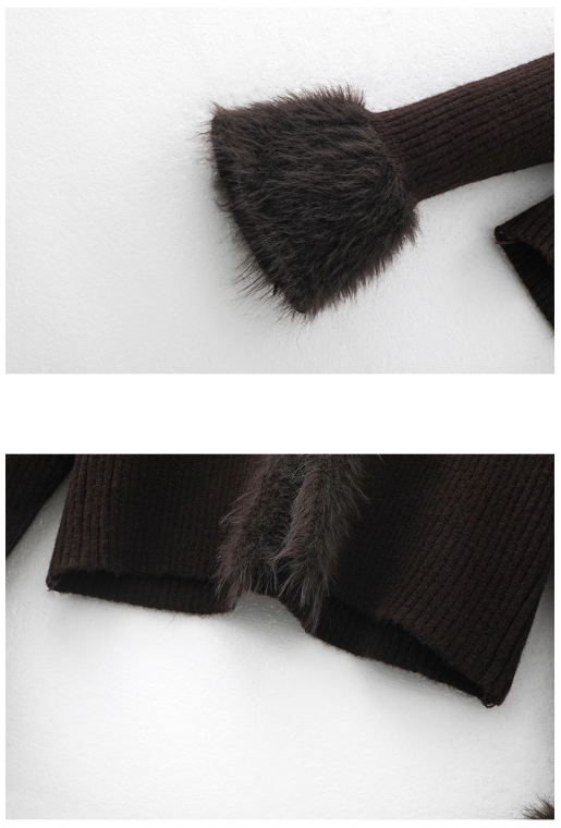 Hot Girl Style Coffee Cat Ear Hooded Knitted Cardigan ED0485