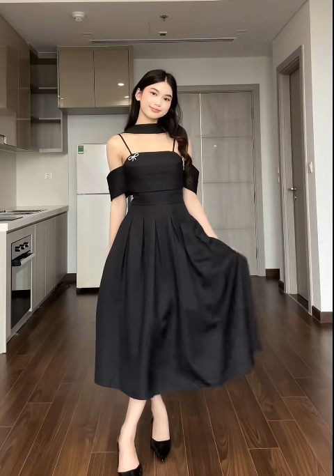 Spaghetti Strap A-Line Satin Black Formal Dresses 22nd Birthday Dresses HZ1024
