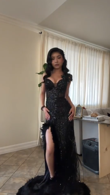 Sexy Sweetheart Sheath Black Long Prom Dresses Tulle Beaded Black Evening Dresses with Slits ED04885