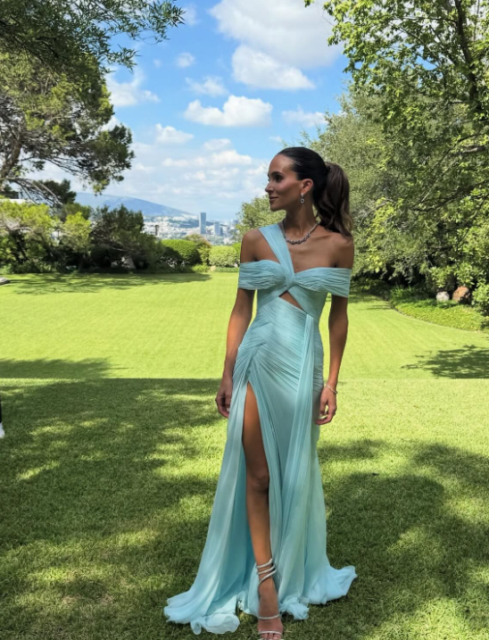 Asymmetric Neck Sheath Long Prom Dresses Chiffon Tiffany Blue Evening Dresses HZ1024