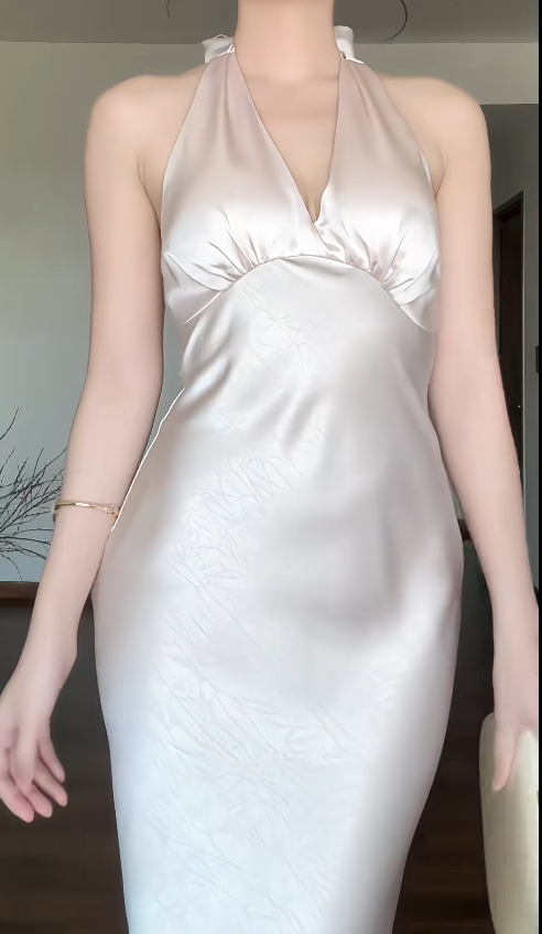 V neck Sheath Long Prom Dresses Satin Wedding Guest Dresses HZ1024