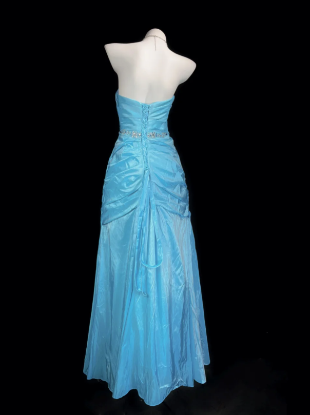 Fairy Sweetheart neck Sheath Blue Long Prom Dresses Satin Blue Formal Dresses ED05120