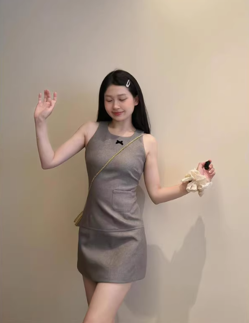 Casual Grey Slim Sleeveless Tank Dress ED0514
