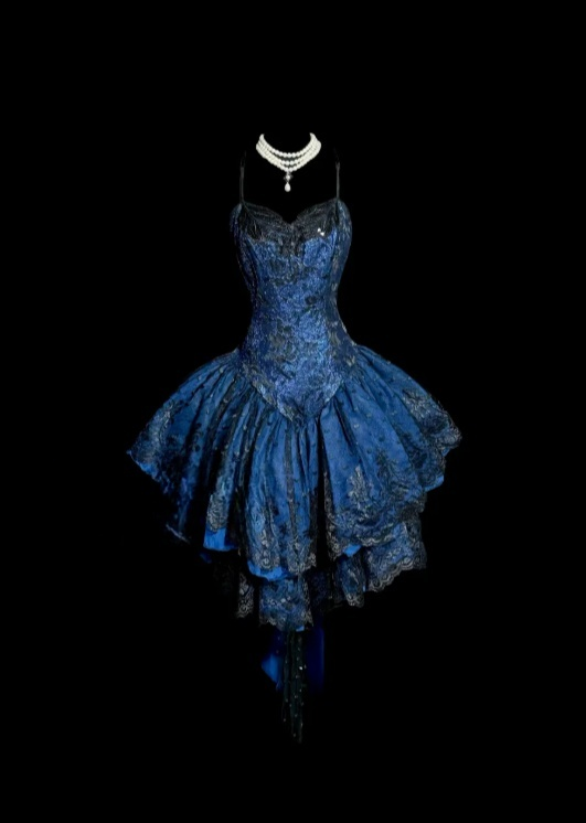 Unique Spaghetti Straps A-Line Short Prom Dreee Satin Blue Birthday Dresses Sleeveless Homecoming Dresses ED05238