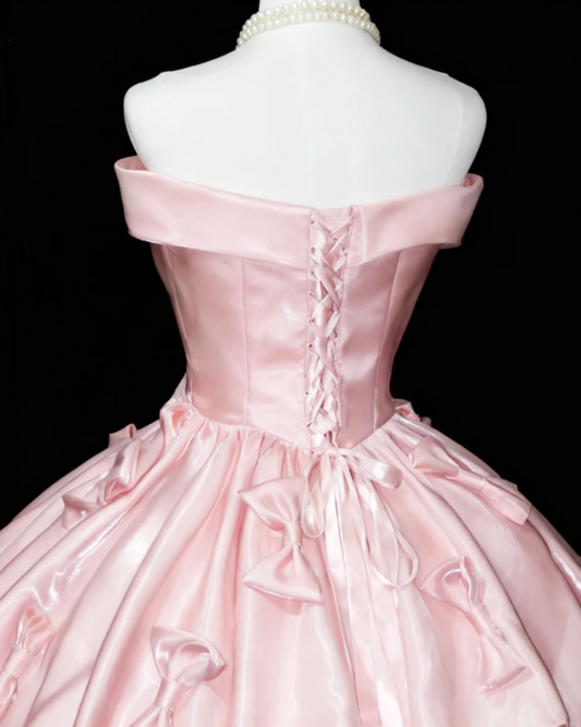Cute A-Line Pink Short Prom Dresses Satin Strapless Birthday Dresses Sleeveless Pink Party Dresses ED05500