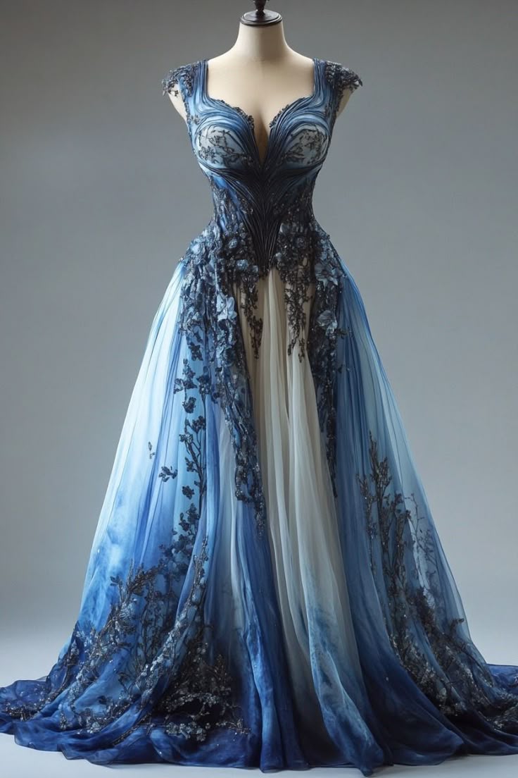 Fairy Straps A-Line Long Prom Dresses Tulle Blue Evening Gowns Sleeveless Sweet 16 Dresses ED05594