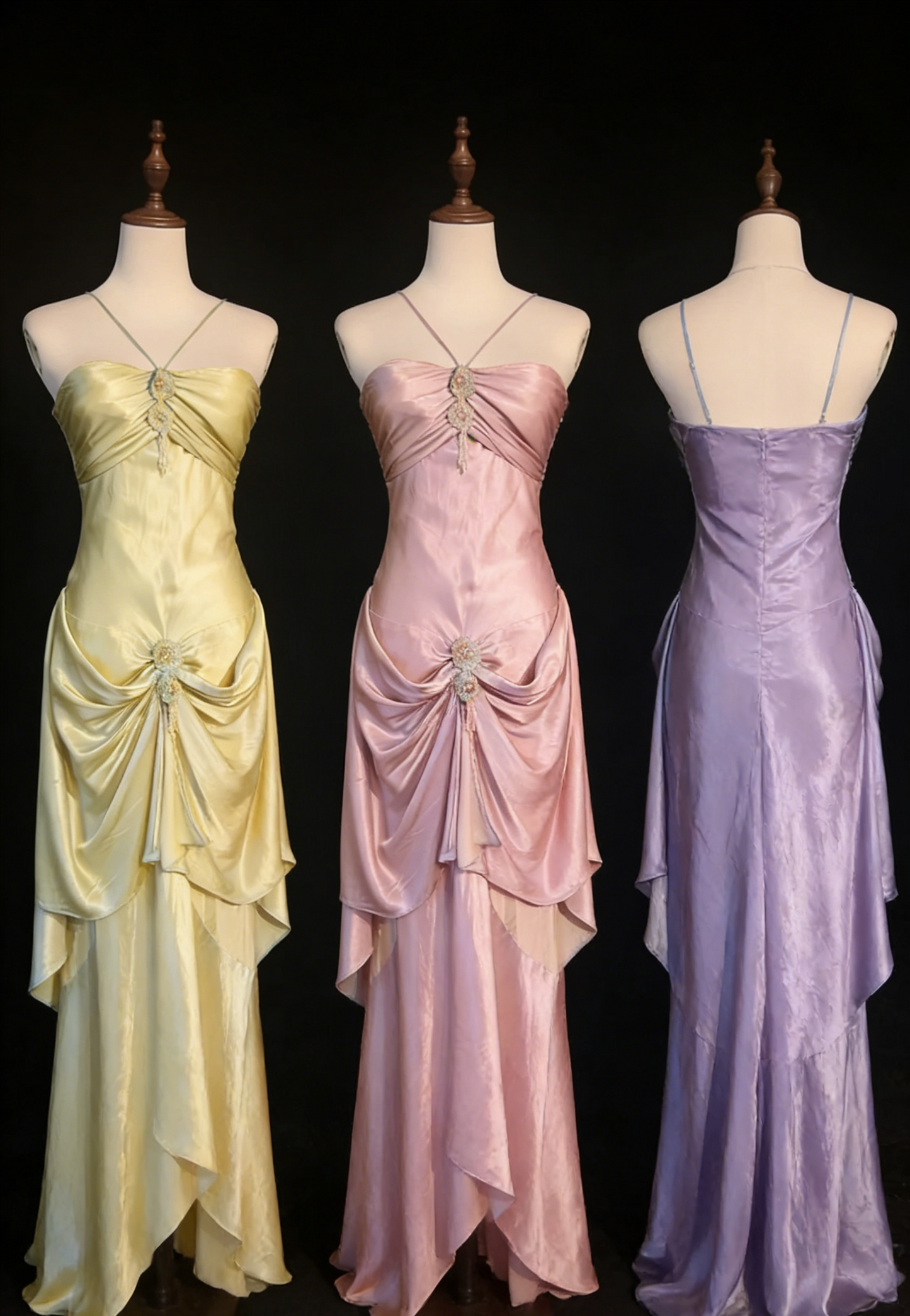 Elegant Sheath Long Prom Dress Satin Sleeveless Halter Evening Dress ED06335