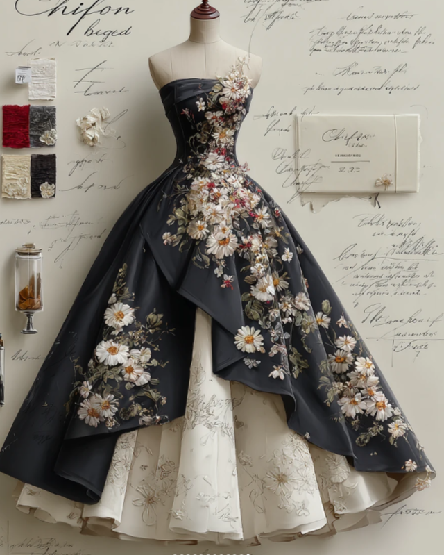 Gorgeous A-Line Black Long Prom Dress Applique Tulle Strapless Evening Dress Sleeveless Birthday Dress ED06382