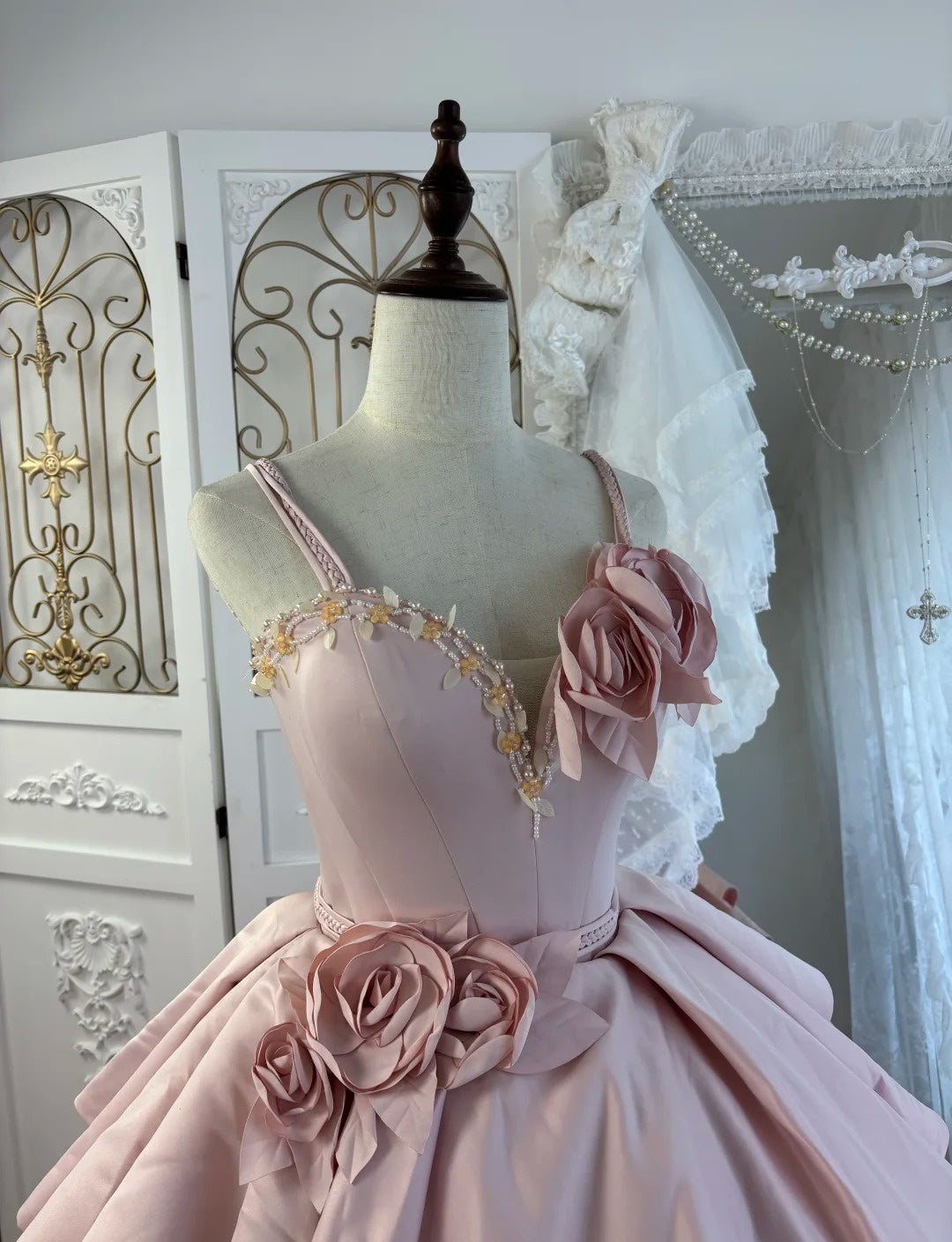 Cute Spaghetti Straps Pink Long Prom Dress Satin A-Line Evening Dress Sleeveless Birthday Dress ED06679