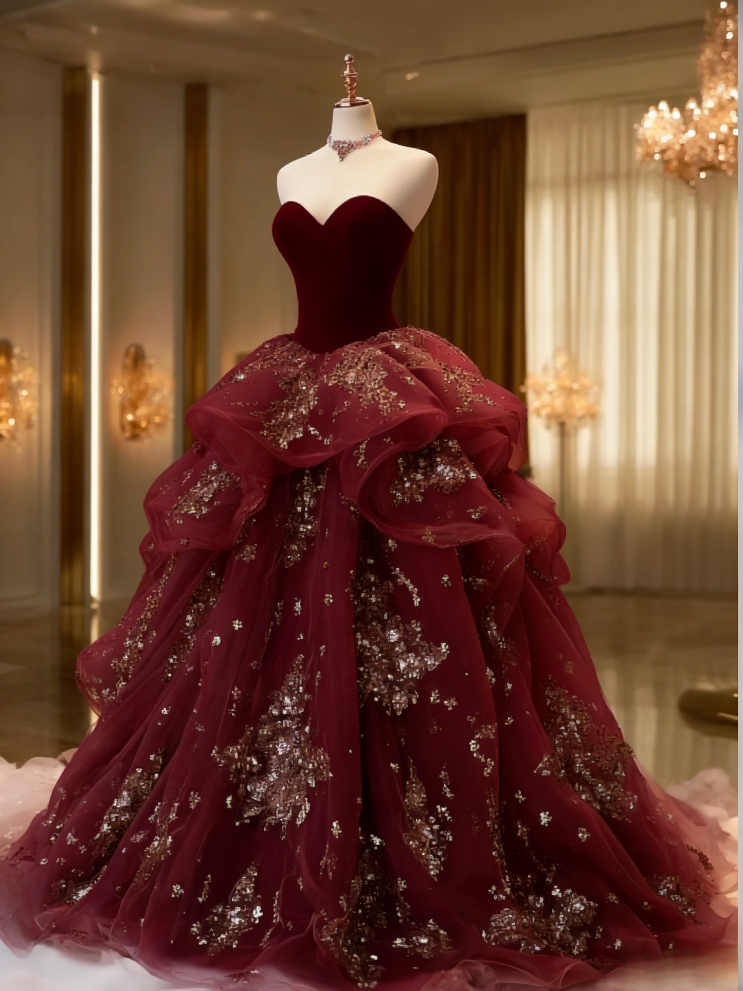 Fairy Red Prom Dress Strapless A-Line Evening Dress Tulle Sleeveless Birthday Dress ED06762